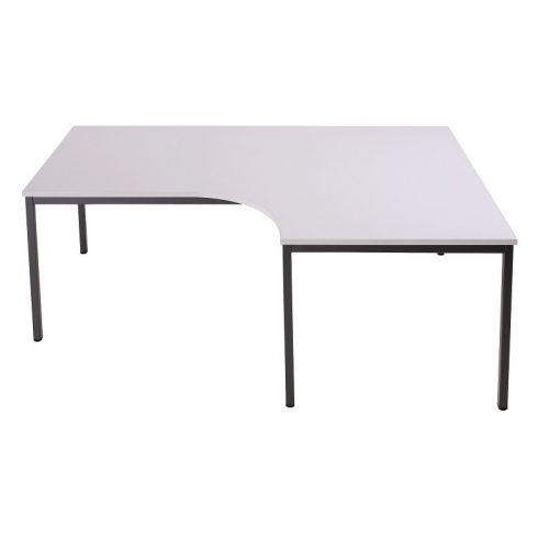 L-alakú íróasztal fémvázas, jobbos, négyzet keresztmetszetű lábbal, 750mmx2000mmx1200mm, Szürke szí