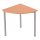 Negyedkör alakú asztal, négyzet keresztmetszetű fém lábakkal, 750mmx700mmx700mm, Szürke/bükk színbe